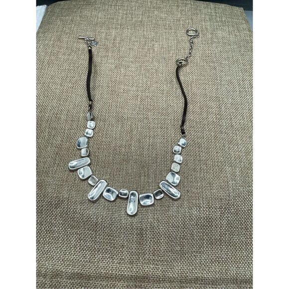 RLM Soho Stamped Silver and Black Leather Necklace Vintage Robert Lee Morris - Picture 3 of 7